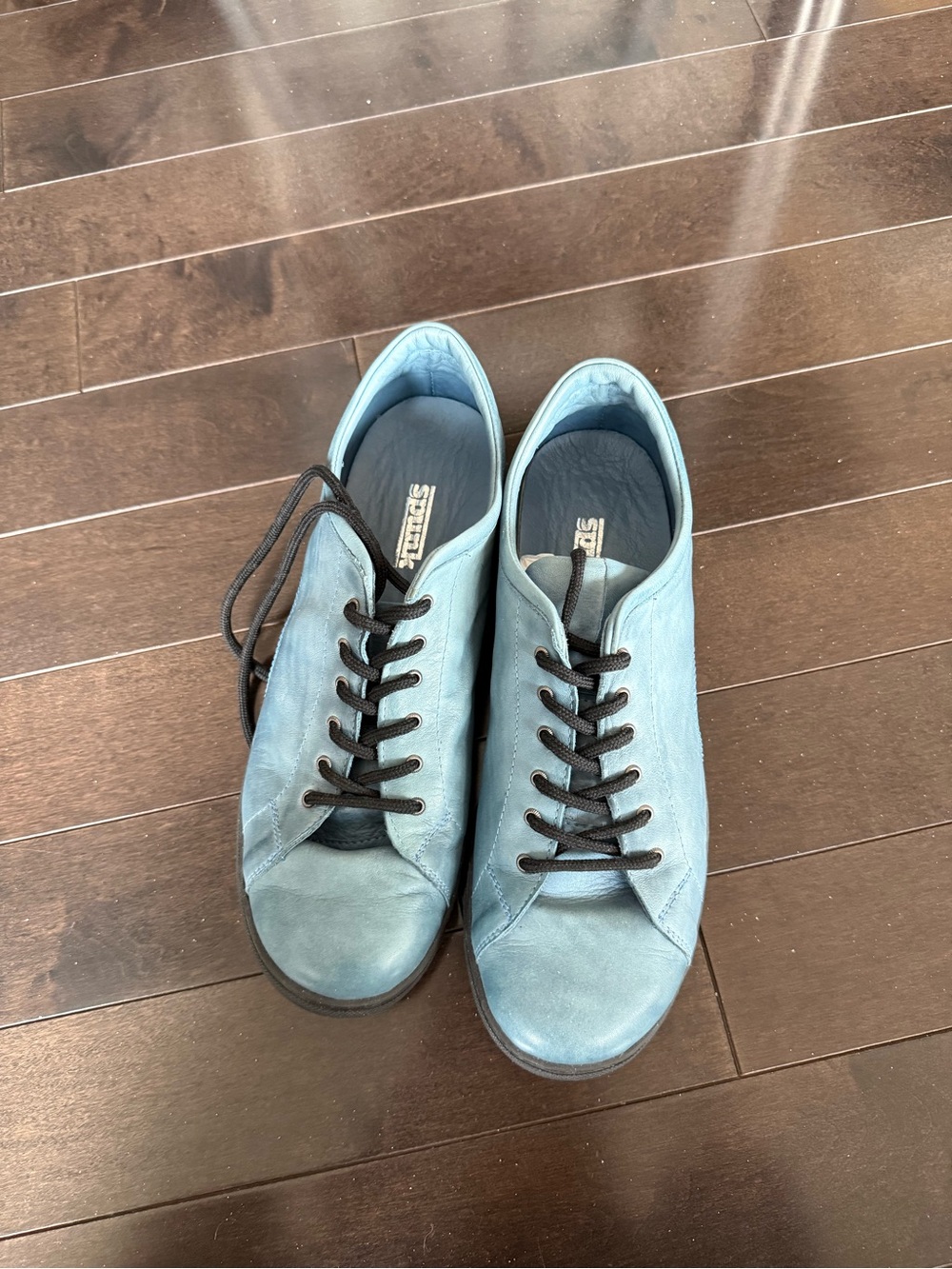 Seraphine Light Blue Leather Men's Sneakers with Black Laces
